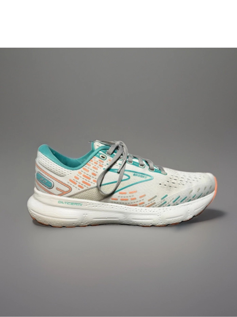 Brooks Glycerin 20 Women’s Wide Running Shoes Oyster/Latigo Bay/Coral Size 10.5D